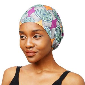 Nieuwe print Satin Lined Turban Double Deck Headscarf rekbare hoed beanie moslim hijab islamitische stijl bandanas haarverlies chemokap