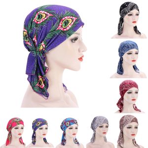 Nuevo estampado hiyab interior para mujer, pañuelo de cabeza musulmán, turbante elástico, gorros preatados, pañuelos envolventes debajo de gorros hiyab