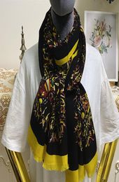 Nouveau produit couleur noire taille 180 cm 65 cm 100 laine matériel motif imprimé long pashmina châle écharpes pour femmes 9460371