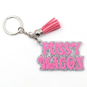 Nieuw product CN Pussy Wagon Trendy Acryl Glitter Keychain -cadeau