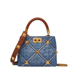 Nouveau produit designer luxe sac seau sac losange plaid sac à main surdimensionné rivet matelassé Denim sac à main sac à bandoulière chaîne sac messager bandoulière amovible