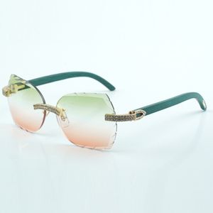 Nieuw product dubbele rij diamantgeslepen zonnebril 8300817 natuurlijk groen hout beenmaat 60-18-135 mm