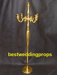 Nieuw product elegant lang metaal en grote candelabra centerpieces bruiloft goud, zilveren kandelaar 5 armdecoratie best0259