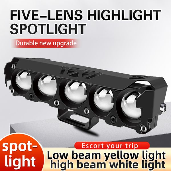 Nuevo producto Focos LED para motocicleta de cinco lentes, faros LED para vehículos eléctricos, lentes de pavimentación modificadas con láser de alto brillo, luz para automóvil