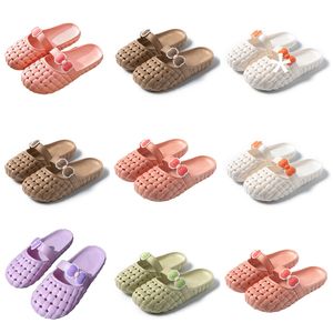 Nouveau produit pour les pantoufles d'été Designer Femmes Green Blanc Rose rose orange Baotou Flat Bottom Bow Sandals Fashion-032 Womens Flat Tlides Gai Outdoor Shoes