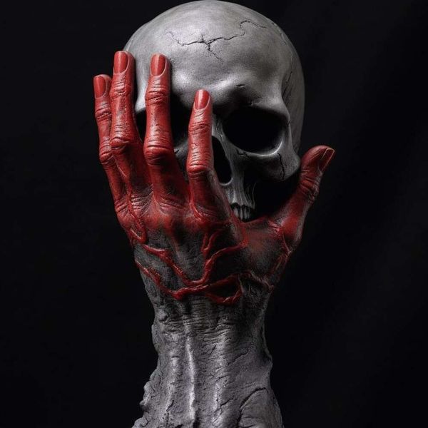 Nouveau produit: Fury Hand Skull Head Statue Resin Craft Halloween Desktop Decoration atmosphère Ornement