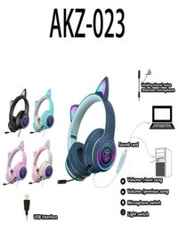 Nouveau produit Girl Heart Wired Cat Ear Gaming Headphones avec Mic Sound Card RVB Lumineuse interface USB Headset5282263