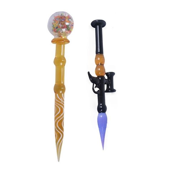 Nouveau produit Forme de pistolet Dabber Outil Plate-forme pétrolière colorée Verre Dabber Cire Dab Outils Bong en verre Dabs avec Quartz Banger Accessoires pour fumer