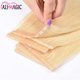 Nieuw Product Menselijk Haar Clip in Extensions Huid inslag Naadloze onzichtbare tape Remy Hair Extensions 100g Natuurlijke Zwarte Blonde 18 20 22 24 inch