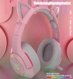 Nieuw product k9 roze katoor mooi meisje gamingheadset met microfoon enc ruisonderdrukking hifi 71 kanalen rgb-heads2307448