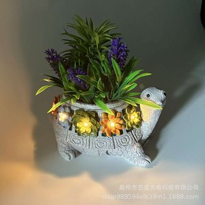 Recommandation de nouveau produit: jardin extérieur étanche résine résine succulente tortue pot pelouse paysage lumière solaire