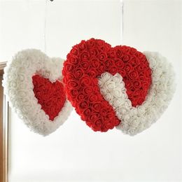 Nieuwe productrozen kunstmatige bloem muur bruiloft decoratie rozen bloem hartvormige hanger T200225