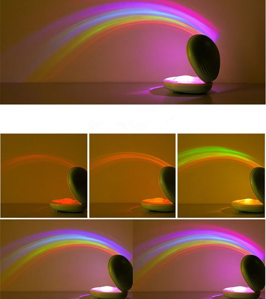 Nouveau produit coquille arc-en-ciel lampe de projection photo artefact usb créatif arc-en-ciel lampe veilleuse dhl gratuit