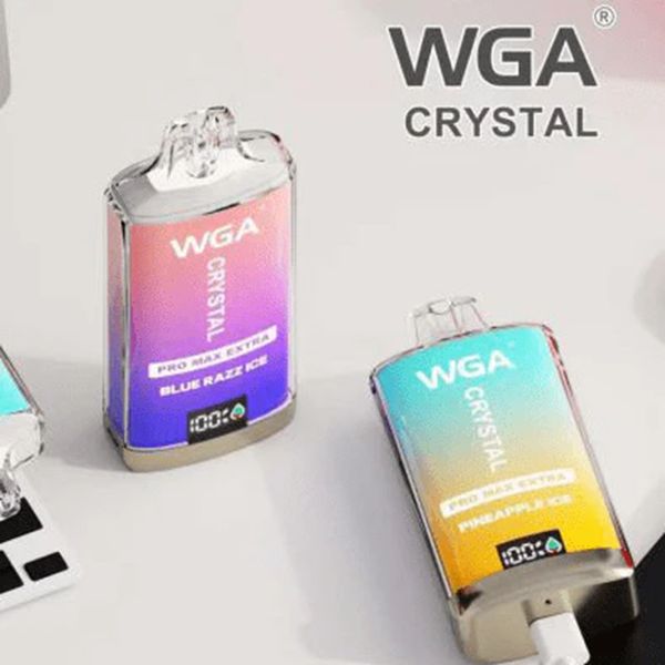 Nouveau produit WGA Crystal Pro Max Extra 15 000 bouffées de stylo vape jetable 12K 15K Puff Bar 5% de nicotine préremplie de cigarette électronique avec écran d'affichage de la batterie Vapes