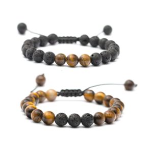 De nouveaux produits sont disponibles pour les hommes et les femmes 8 mm Tiger Eye Molten Rock Rock Mens Woven Bracelet Hand Jewelry Set ACCESSOIRES