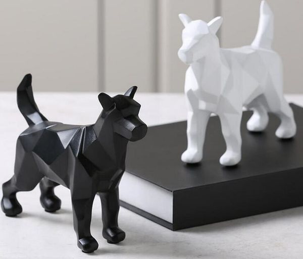 Nuevos productos estatuilla de lobo blanco y negro escultura de Animal de Origami geométrica Simple decoración del hogar