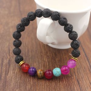 8mm natuurlijke lava stenen kralen armband sieraden stretch yoga armband voor dames mannen party club slijtage