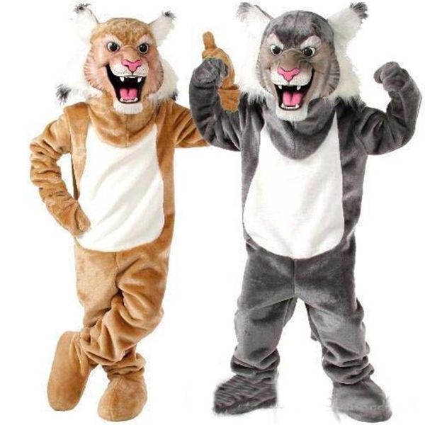 Nouveau Profession Wildcat Bobcat mascotte Costumes de mascotte Halloween dessin animé taille adulte gris tigre fantaisie robe de soirée 285L