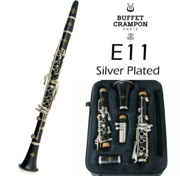 Nuevo clarinete profesional Buffet Crampon E11 Modelo BB Clarinete Plateado Silver 17 Llaves Uno Barriles New2489109