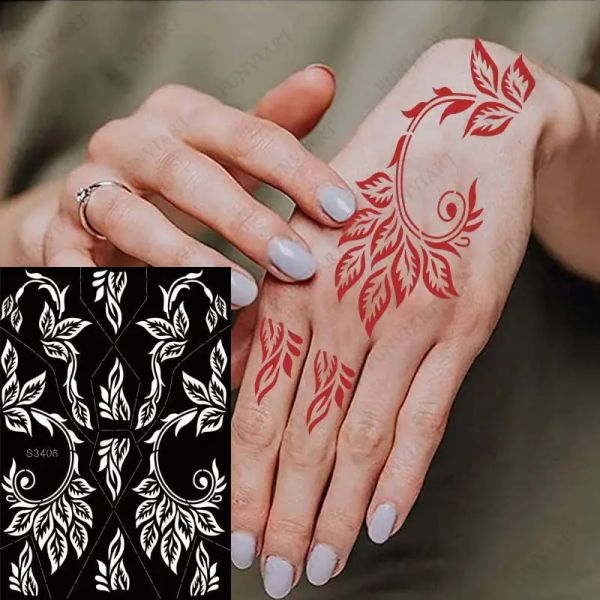 Nueva plantilla de henna profesional tatuaje de mano temporal tatuaje de arte pegatinas plantilla de tatuaje de tatuaje herramienta de boda tatuaje para mujeres