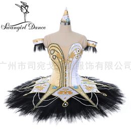 Nouveau professionnel plaine ballet tutu harlequinade performance tutu costumes filles noir blanc crêpe tutu plateau BT2000B