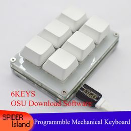 Nieuw programmeerbaar mechanisch toetsenbord 6Keys Macro toetsenbord Blue / Red Switch Diy Apply USB Programming Sortcut Key OSU!