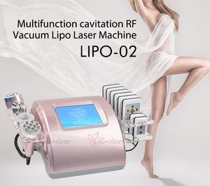 Nieuwe Promotie 6 in 1 Ultrasone Cavitatie Vacuüm Radio Frequentie Lipo Laser Body Slimming Machine voor Spa DHL Gratis verzending