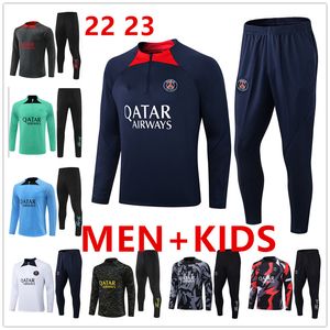 2023 New PSGS training Adulte et Enfants Soccer Survêtement SET chandal 22/23 Paris Zip Collar mbappe kit survetement foot tuta jacket futbol Soccer football