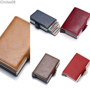 Nouveau Pu Double boîte hommes portefeuille porte-cartes concepteur en alliage d'aluminium automatique élastique porte-carte sac en métal portefeuille sacs à main