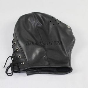 Bondage Nieuwe PU Eye Hole Hoofd Harnas Kap Gezichtsmasker Rollenspel Hoofddeksel Beperking 876E