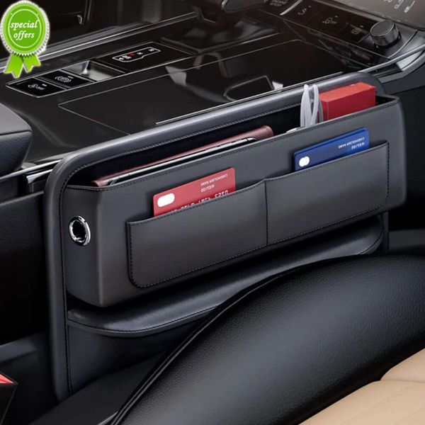 Nueva caja organizadora de cuero PU para asiento de coche, compartimento central para coche, bolsa de almacenamiento de relleno para asiento lateral, organizador, accesorios universales