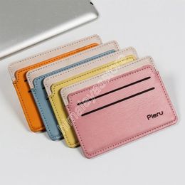 Nieuwe PU lederen ID -kaarthouder Candy Color Bank Credit Card Box Multi Slot Slim Card Case Wallet Women Men Business Card Cover