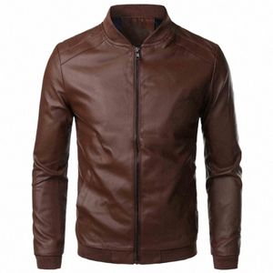 nieuwe PU-leren jas, outdoor-honkbaljas voor heren, effen kleur, slim fit, motorkleding, casual slim fit chaquetas hombre C2Dj #