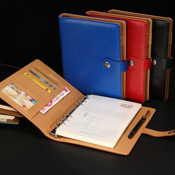 Nouveaux blocs-notes magnétiques en cuir PU Bleu Rouge Noir Journal de voyage Agenda Bureau Fournitures scolaires Cahiers Cadeau personnel Papeterie Note236W