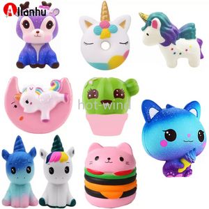 ¡NUEVO! PU Unicornio Oso Animales Squishy Jumbo Slow Rising Kawaii Squish Toy para niños Anti Stress Reliever Descompresión Squeeze Toy