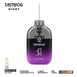 Nouveau Puff 12000 jetable Vape Tastefog géant Puff 12k E-Cigarette 2% 12 saveurs vaporisateur avec contrôle du flux d'air lampe de poche RVB prix bas