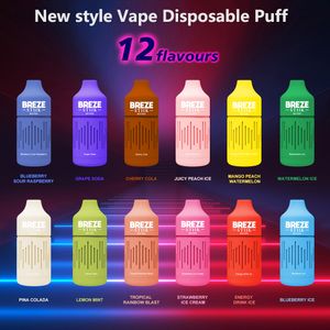 Nouveau Puff 7500 Vapes BRREZE STIIK BS 7500 Puffler jetable E Cigarette 16 ml Pod Pod Vape Mesh Bobine 12 Slavors Vaper Conception Unique Cercle léger LED Big Vapor Pen