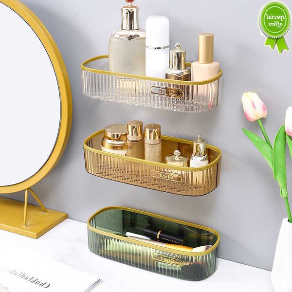 Nouvelle étagère de salle de bain sans poinçon étagères murales étagère de rangement de shampooing pour support de cuisine carré acrylique organisateur de bain accessoires