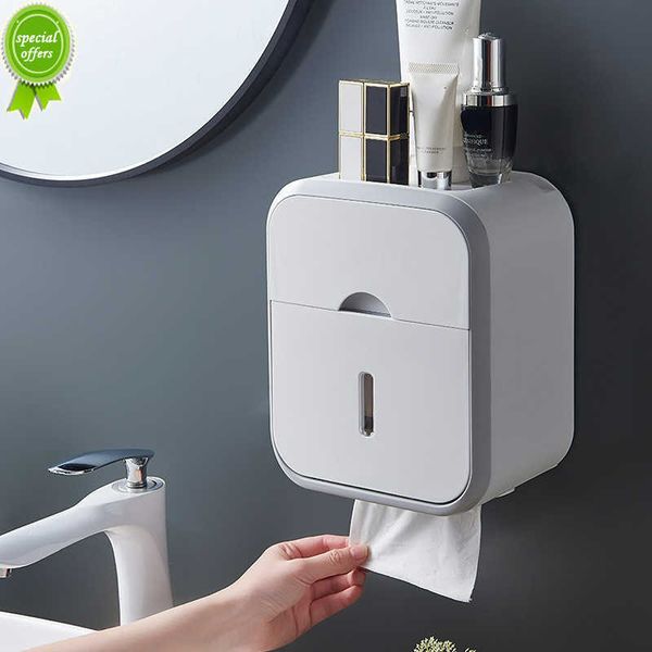 Nouveau porte-papier hygiénique sans poinçon boîte boîte de rangement de tissus étanche support de salle de bain mural cuisine salle de bain support de rangement