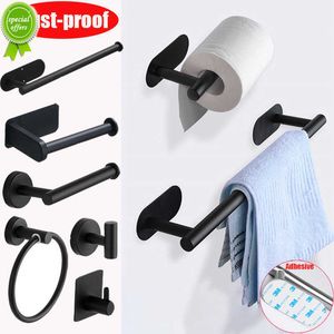 Nouveau poinçon gratuit porte-rouleau de papier toilette support auto-adhésif crochet cintre en acier inoxydable salle de bain cuisine serviette distributeur de mouchoirs étagère