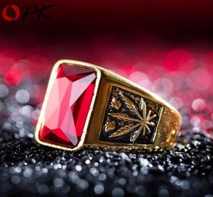 Nouveaux anneaux en acier en titane dominateur punk pour hommes sang rouge or noir zircone cubique incrustée de doigt mâle 235t2943295