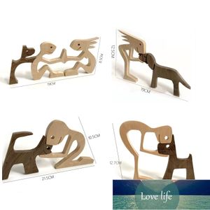 Nouveau chiot bois chien famille artisanat Figurine bureau Table ornement Sculpture modèle créatif maison bureau décoration amour animal Sculpture prix usine conception experte