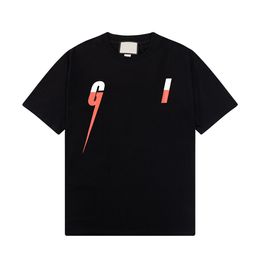 Nieuw puur katoen van hoogwaardige kwaliteit Designer Flash-print top op de borst voor koppels Puur katoenen T-shirt met korte mouwen voor mannen en vrouwen, maat S-3XL