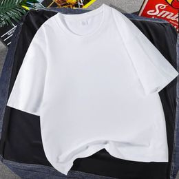 Nouveau pur coton à manches courtes hommes été mince 5A antibactérien respirant doux col rond hommes ample grande marque de mode T-shirt