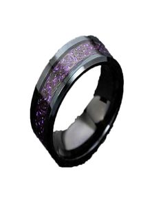 Nouvelle bague de dragon violet pour hommes de mariage en acier inoxydable en fibre de carbone noir dragon incrusté confort ajustement bague de bande bijoux de mode Q07084516951