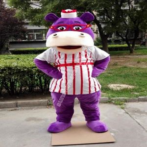 Nouveau Costume de mascotte d'hippopotame violet Top personnage de thème d'anime de dessin animé Carnaval unisexe adultes taille fête d'anniversaire de Noël costume de tenue en plein air