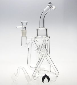 le nouveau bang en verre de pipe à eau en pyrex a un double barboteur en verre Recycler à diffusion de verre avec deux accessoires