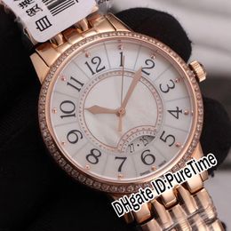 Nieuwe Q3468110 Rendez-Vous Datum Kleine Zwitsers Quartz Dames Womens Horloge Rose Gold Diamond Bezel White Dial Roestvrijstalen Armband Puretime E5