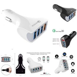 Nieuwe Qc3.0 Accessoires 4 Poorten Snelle Oplader Auto USB Socket Adapter 12V 30W