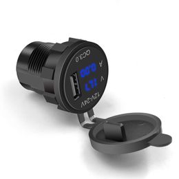 Nieuwe QC3.0 Autolader Socket met Voltmeter Amperemeter 12 V/24 V Waterdichte Quick Charge Stopcontact Socket voor motorfiets Marine Boot